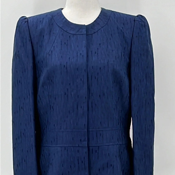 Lafayette 148 Wool Blend Textured Snap Front Jacket in Dusk - NEW - Size 6 - Picture 2 of 9